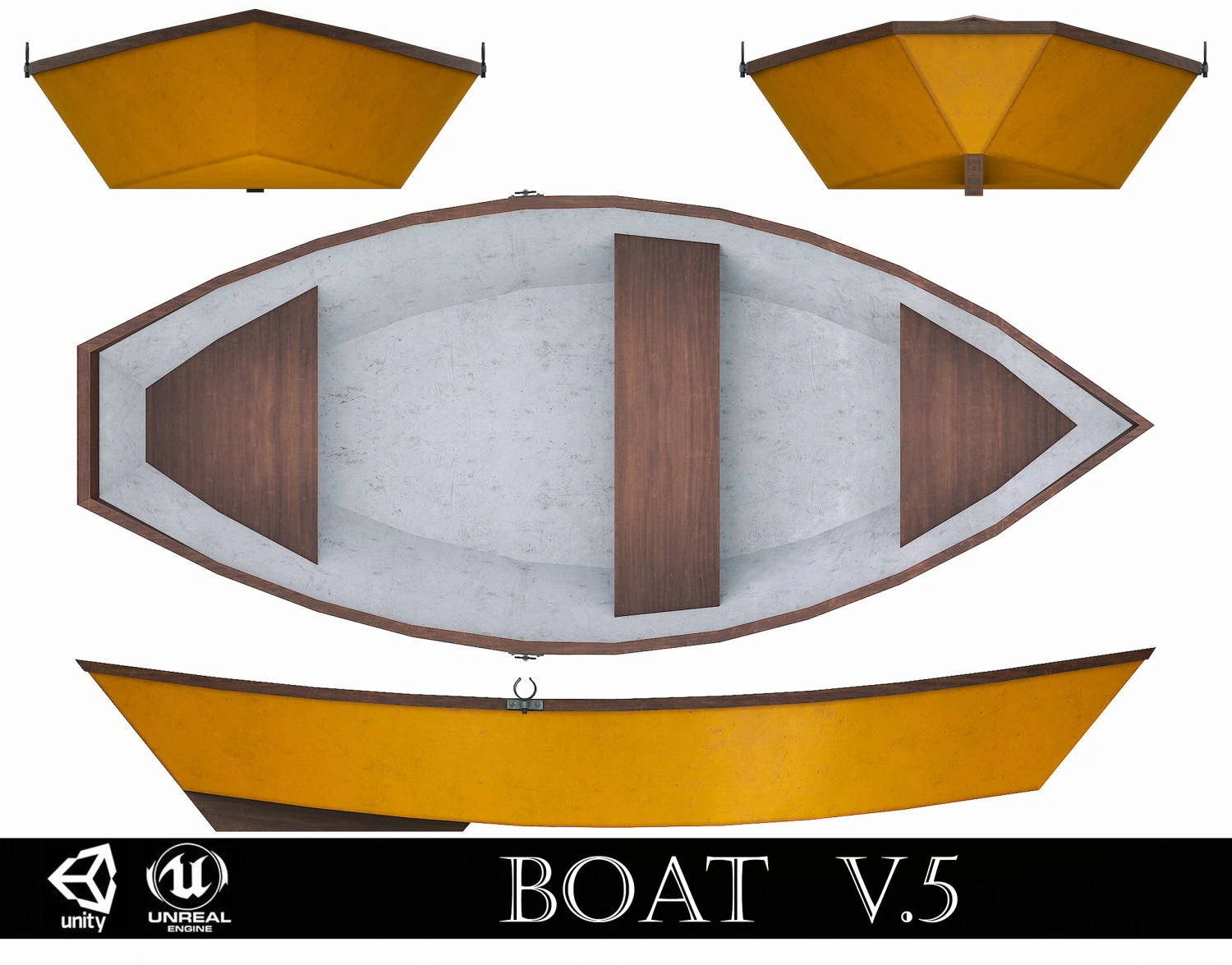 barca in legno dipinta v5 Modello 3D .c4d .max .obj .3ds .fbx .stl .blend 