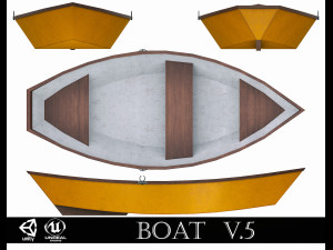 painted wooden boat v5 3D Model