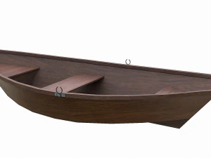 barca in legno dipinta v5 Modello 3D