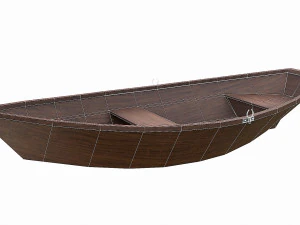 barca in legno dipinta v5 Modello 3D