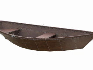 barca in legno dipinta v5 Modello 3D