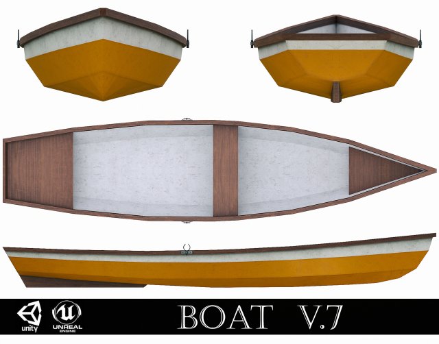 painted wooden boat v7 3D-Modell .c4d .max .obj .3ds .fbx .stl .blend 