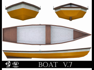 painted wooden boat v7 3D Model