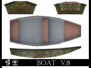 painted wooden boat v8 3D Model