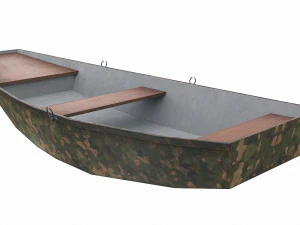 barco de madeira pintado v8 Modelo 3D