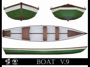 malowana drewniana ł&oacute;dź v9 Model 3D