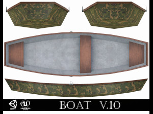 painted wooden boat v10 3D Модель