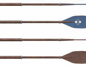 Set of 8 Painted Wooden Paddles 3D Модель