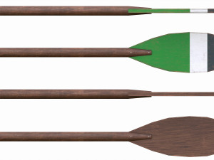 Set of 8 Painted Wooden Paddles 3D Модель