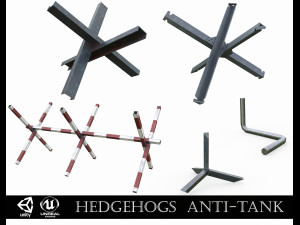 Set of 5 Anti-Tank Hedgehogs 3D Model