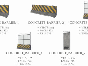 Set of 5 Concrete Barriers Modelo 3D