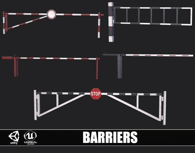 Set of 5 Barriers Modelo 3D .c4d .max .obj .3ds .fbx .stl .blend 