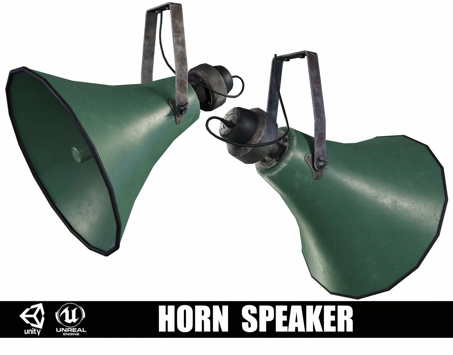 Old Military Horn Speaker Siren 3D Model .c4d .max .obj .3ds .fbx .stl .blend