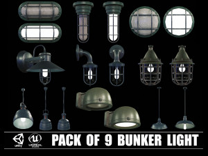 Collection of 9 Bunker Light 3D Model