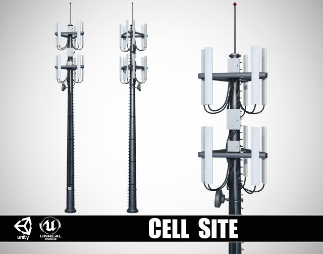 Cell Site Tower 3D Модель .c4d .max .obj .3ds .fbx .stl .blend 