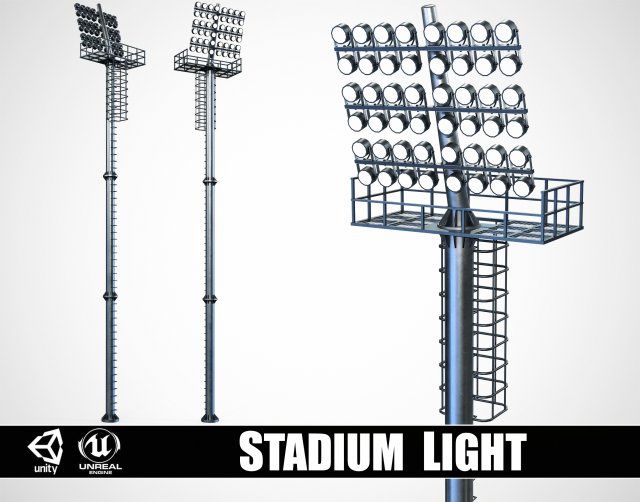 Stadium Light Tower 3D Модель .c4d .max .obj .3ds .fbx .stl .blend 