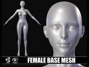 Realistic Female Body Base Mesh 3D Model
