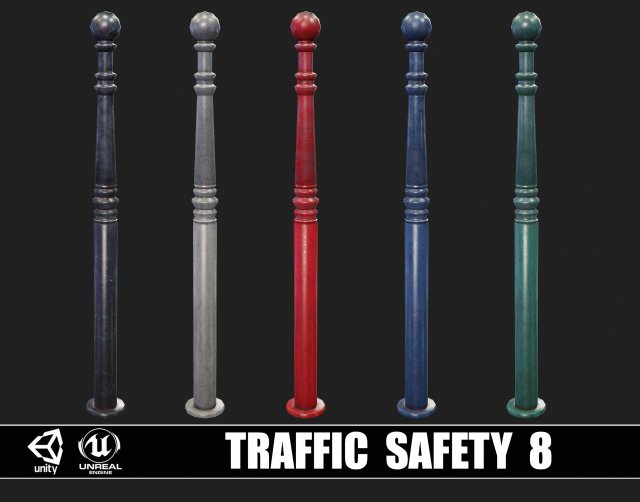 Traffic Safety 8 3D Model .c4d .max .obj .3ds .fbx .lwo .lw .lws