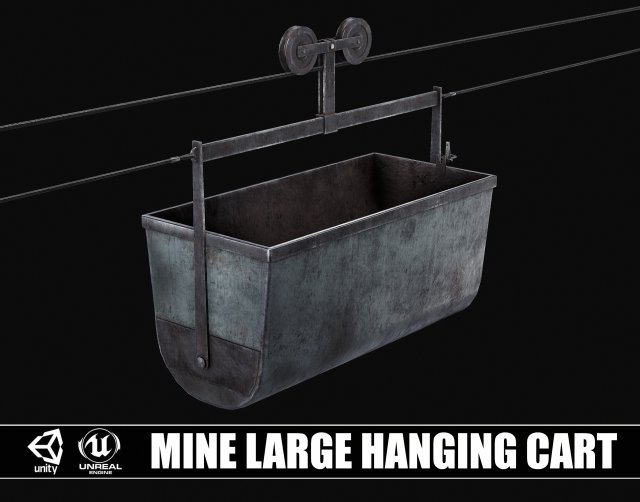 Mine Large Hanging Cart 3D Model .c4d .max .obj .3ds .fbx .lwo .lw .lws
