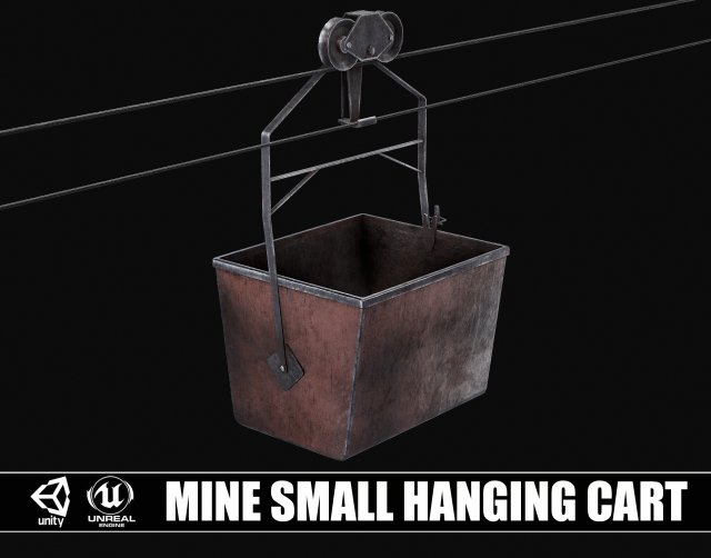 Mine Small Hanging Cart 3D Model .c4d .max .obj .3ds .fbx .lwo .lw .lws