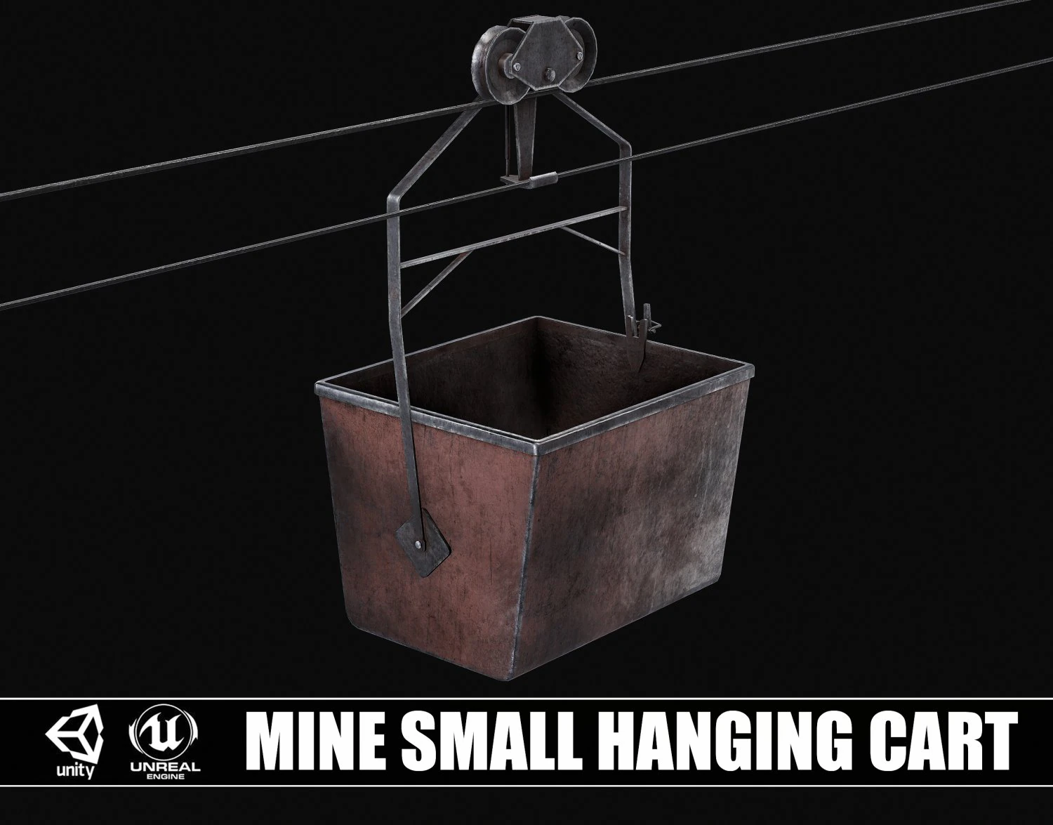 Mine Small Hanging Cart 3D Model .c4d .max .obj .3ds .fbx .stl .blend 