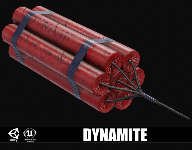 Set of 2 Mining Dynamites 3D Model .c4d .max .obj .3ds .fbx .lwo .lw .lws