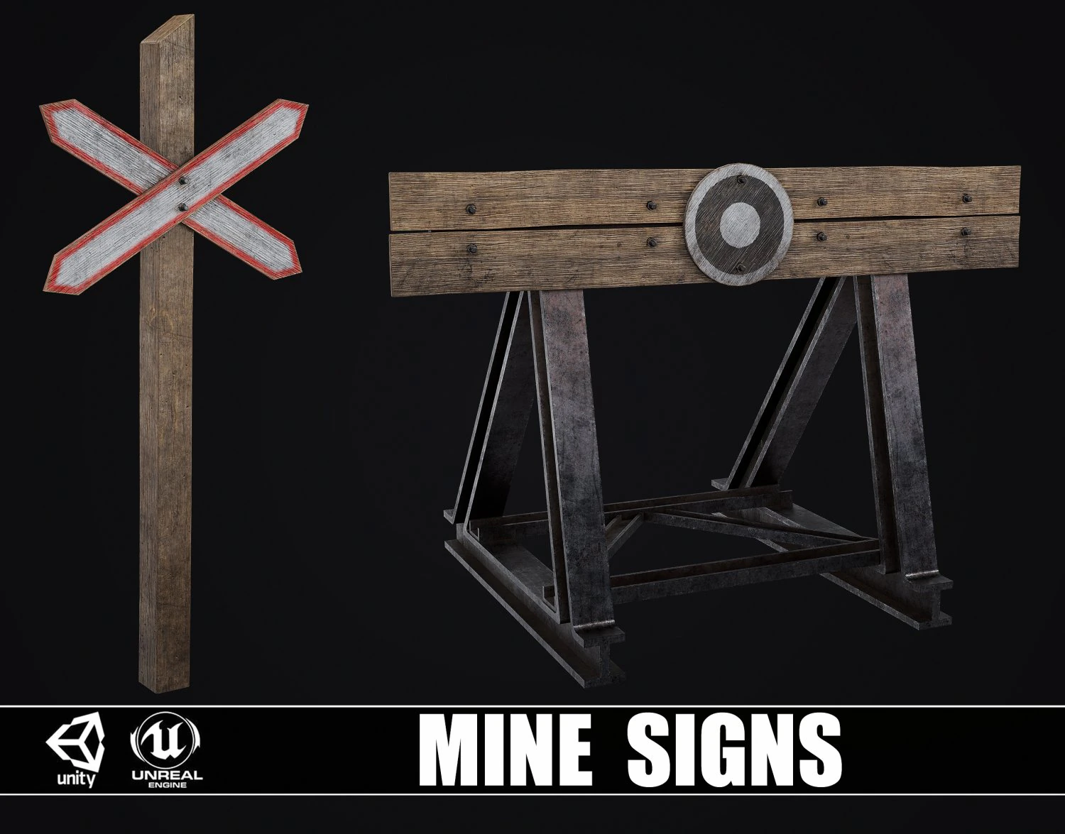 Mine Signs 3D Model .c4d .max .obj .3ds .fbx .stl .blend 
