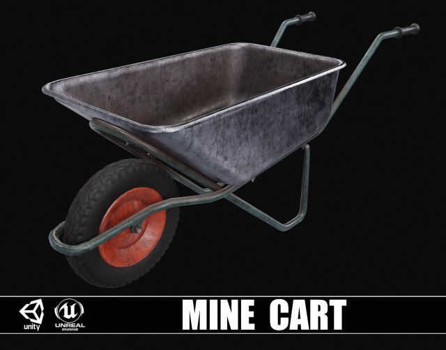 Mine Cart Model 3D .c4d .max .obj .3ds .fbx .stl .blend 