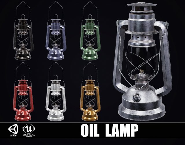 Mine Oil Lamp Lantern 3D Model .c4d .max .obj .3ds .fbx .lwo .lw .lws