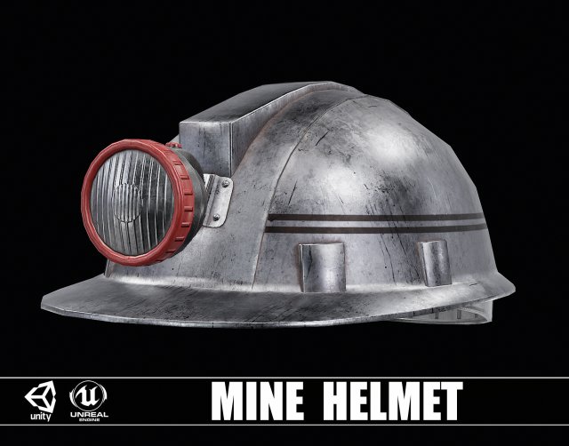 Mine Helmet 3D Model .c4d .max .obj .3ds .fbx .lwo .lw .lws