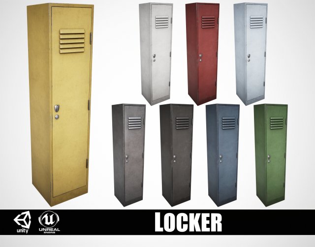 School Gym Locker Big 3D Model .c4d .max .obj .3ds .fbx .stl .blend 