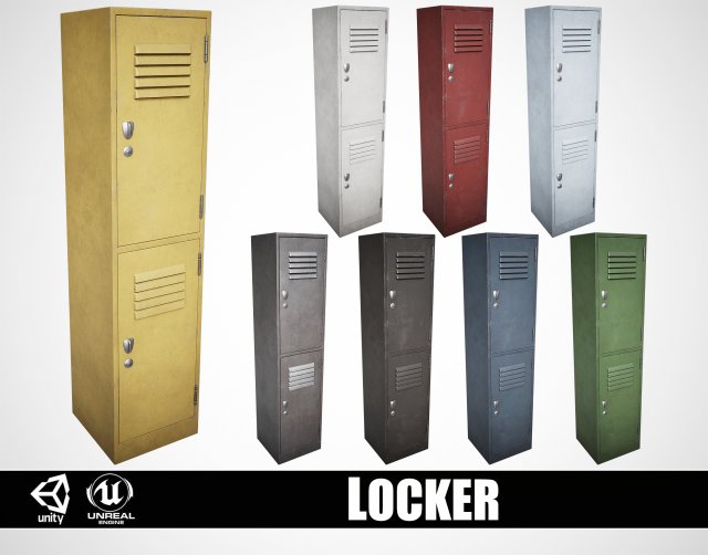 School Gym Locker Half Modèle 3D .c4d .max .obj .3ds .fbx .stl .blend 
