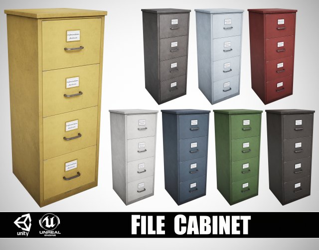 File Cabinet Model 3D .c4d .max .obj .3ds .fbx .stl .blend 