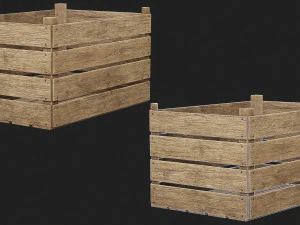 Wooden and Plastic Boxes 3D Model
