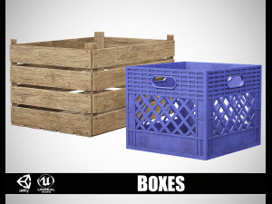 Wooden and Plastic Boxes Modello 3D