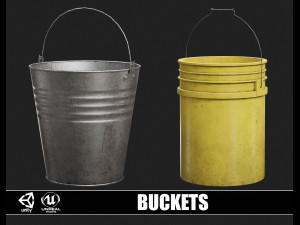 Metal and Plastic Buckets 3D Model