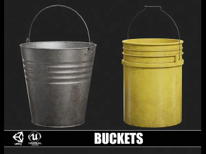 Metal and Plastic Buckets 3D Model