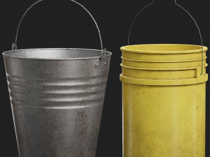 Metal and Plastic Buckets 3D Model