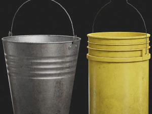 Metal and Plastic Buckets 3D Model