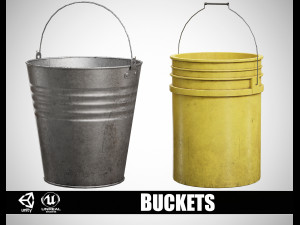 Metal and Plastic Buckets Modello 3D