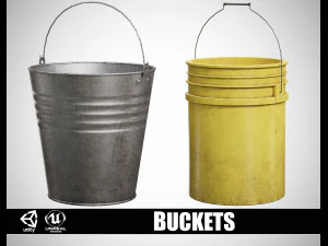 金属およびプラスチックのバケツ 3Dモデル