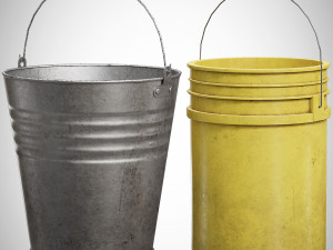 Metal and Plastic Buckets 3D Model