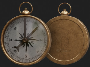 Vintage Brass Compass 3D 模型