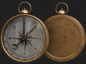 Vintage Brass Compass 3D Model
