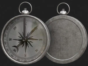 Vintage Brass Compass 3D Model