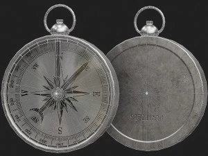 Vintage Brass Compass 3D Model