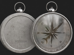 Vintage Brass Compass 3D 模型