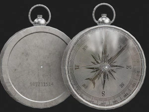 Vintage Brass Compass 3D Model