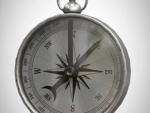 Vintage Brass Compass 3D Model