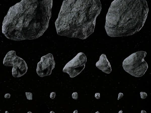 Set of 22 Asteroids 3D Model